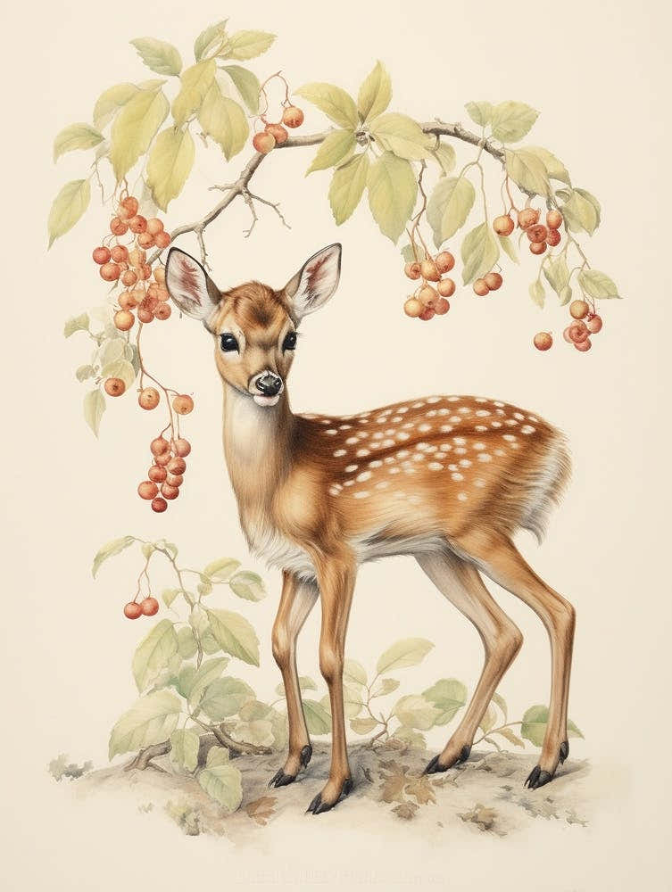 Storybook Animal Watercolour Deer 2