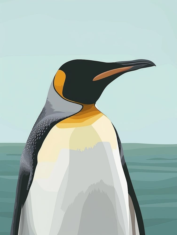 Emperor Penguin Saunders Island Minimalist Illustration 4