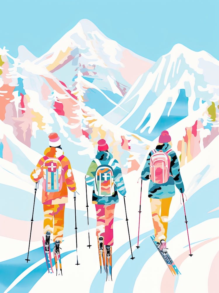 Les 3 Vallees   France, Ski Resort Illustration 0