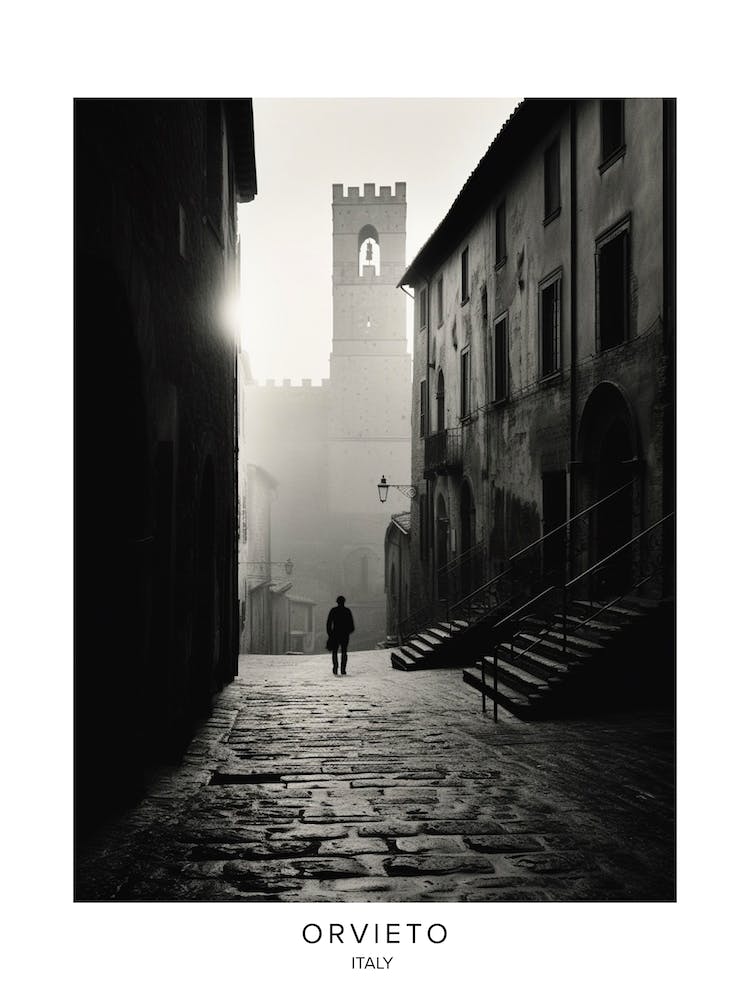 Poster Of Orvieto, Italy, Black And White Analogue Photography 1