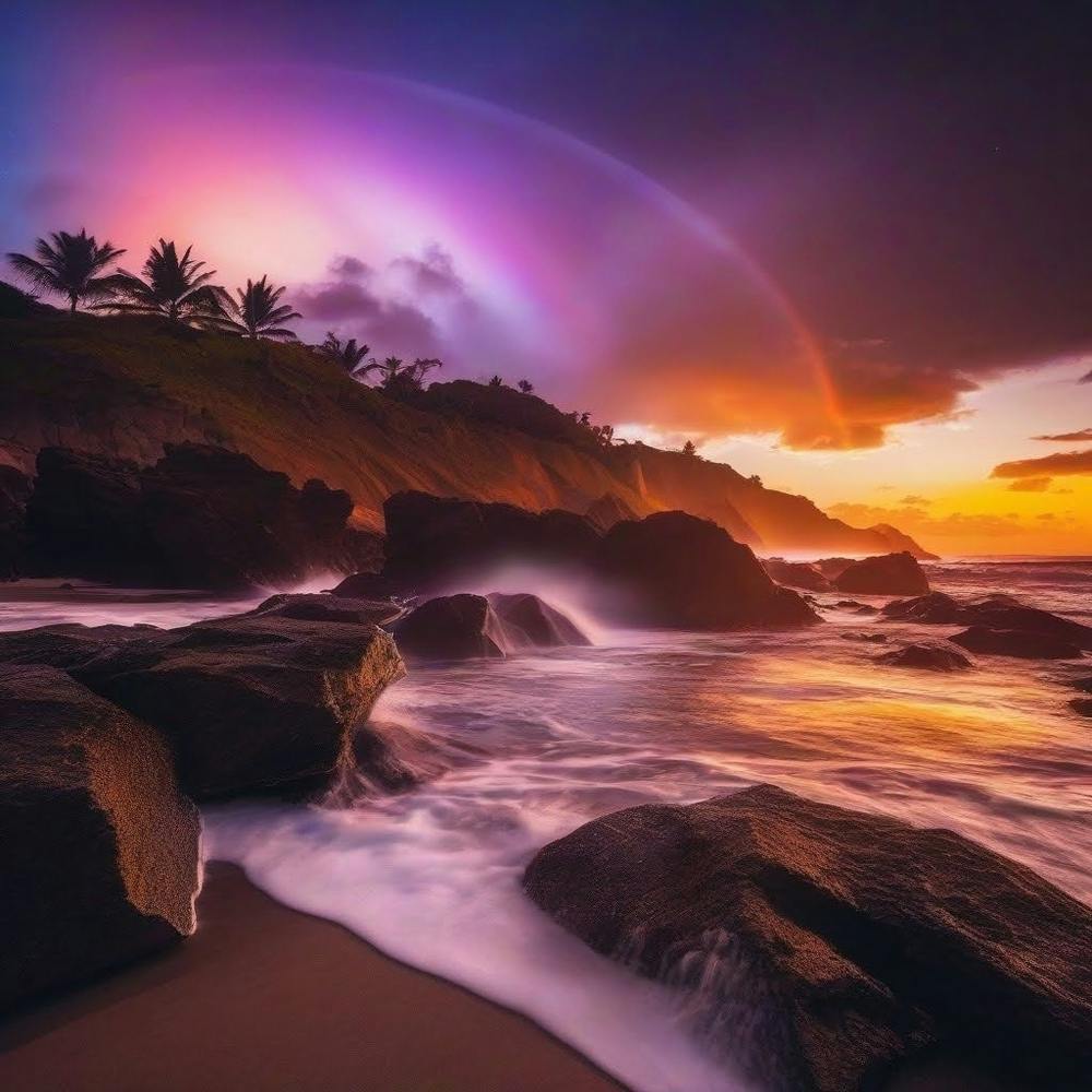 Rainbow Over The Ocean