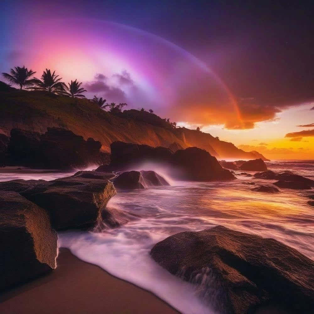 Rainbow Over The Ocean