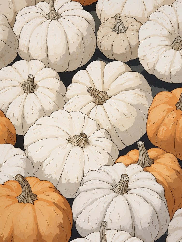 Neutral Pumpkin Patch Illustration