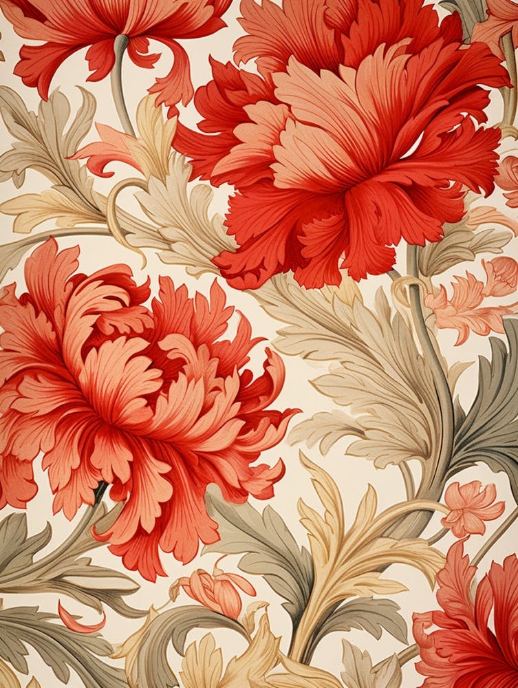 Wallpaper Pattern With Red Flowers