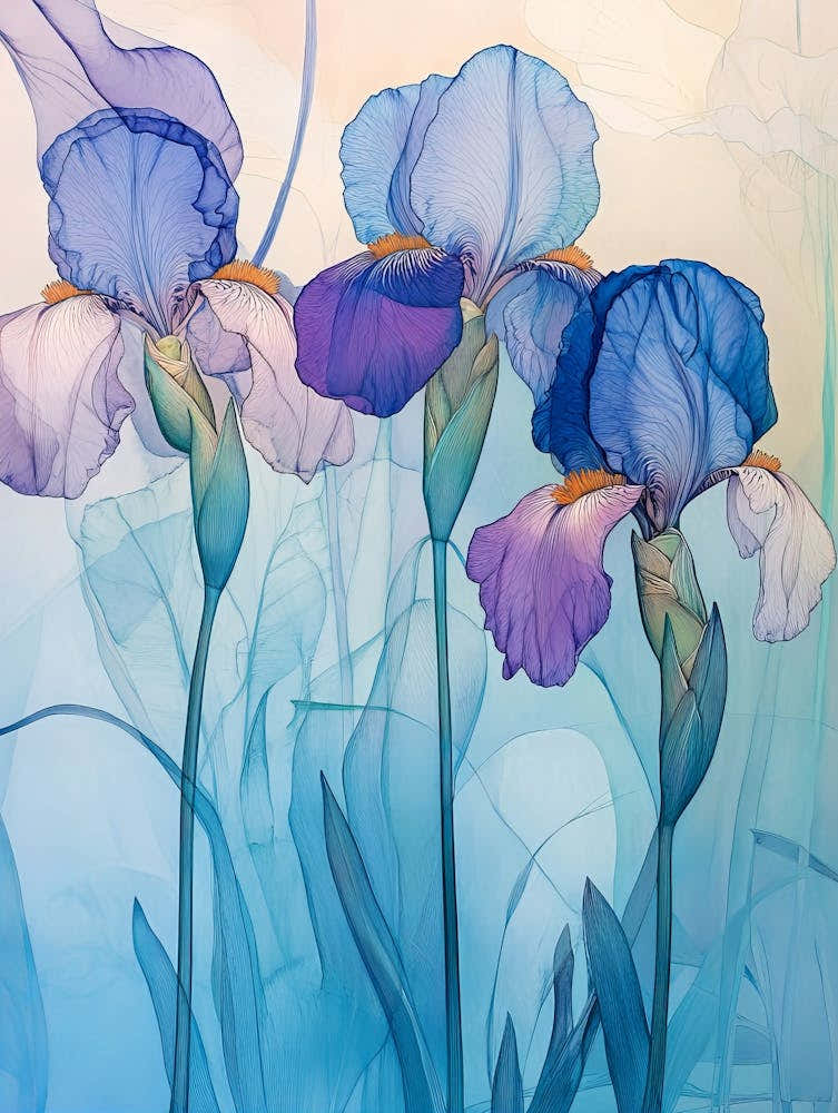 Pastel Blue Irises