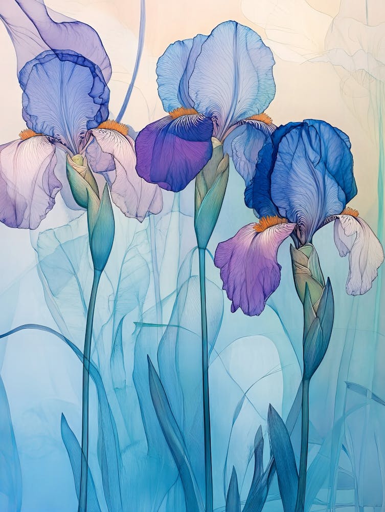 Pastel Blue Irises