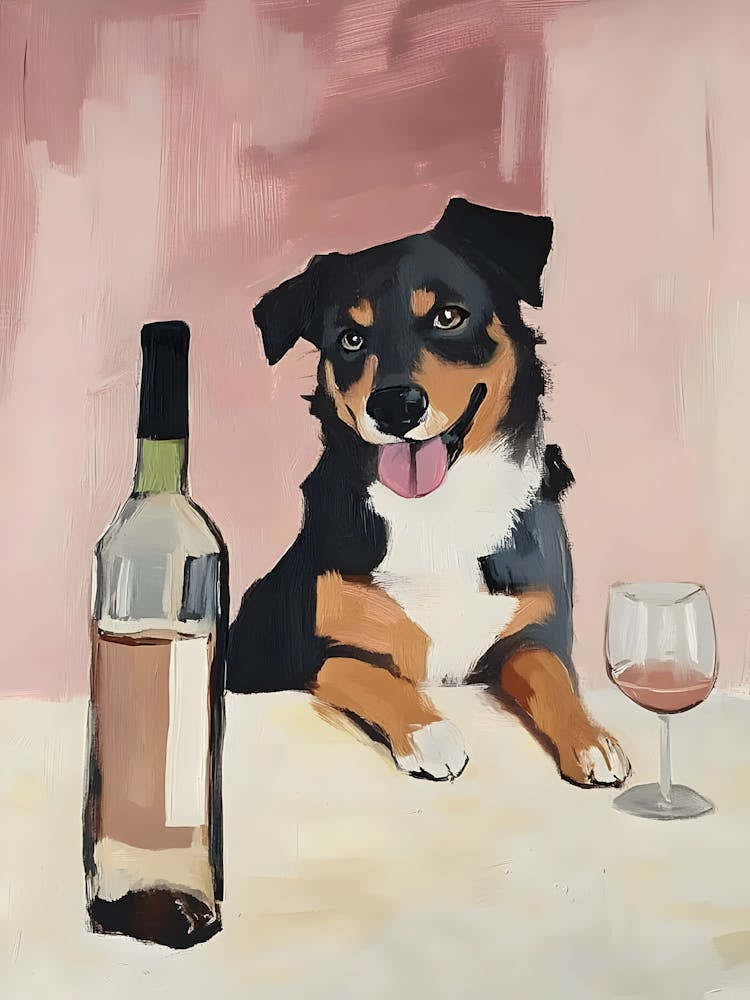Dog With Bottle Of Wine
