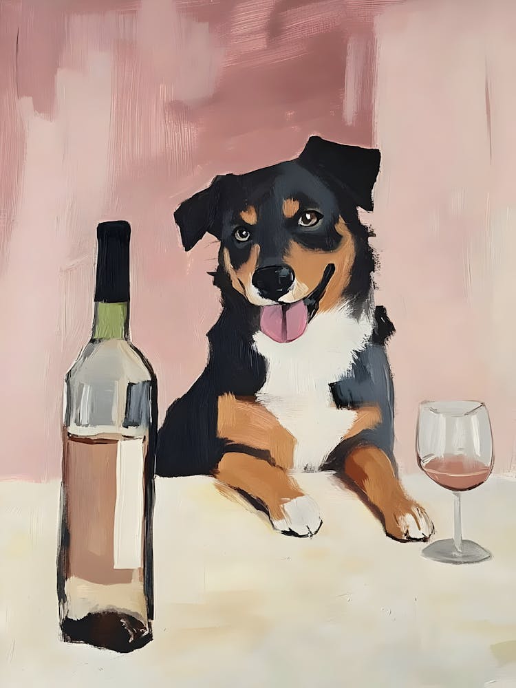 Dog With Bottle Of Wine