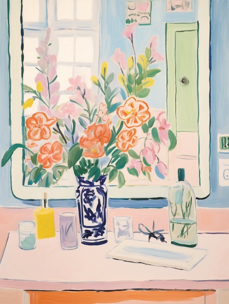 A Vase With Sweet Pea, Flower Bouquet 1