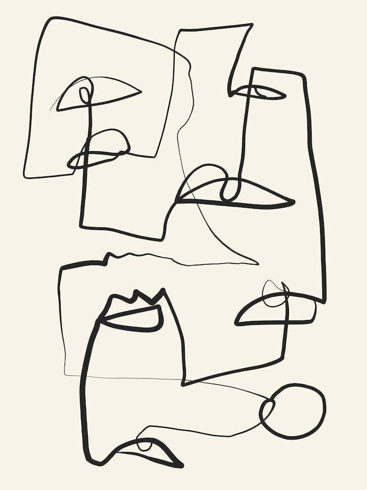 Abstract Faces Line Art 12