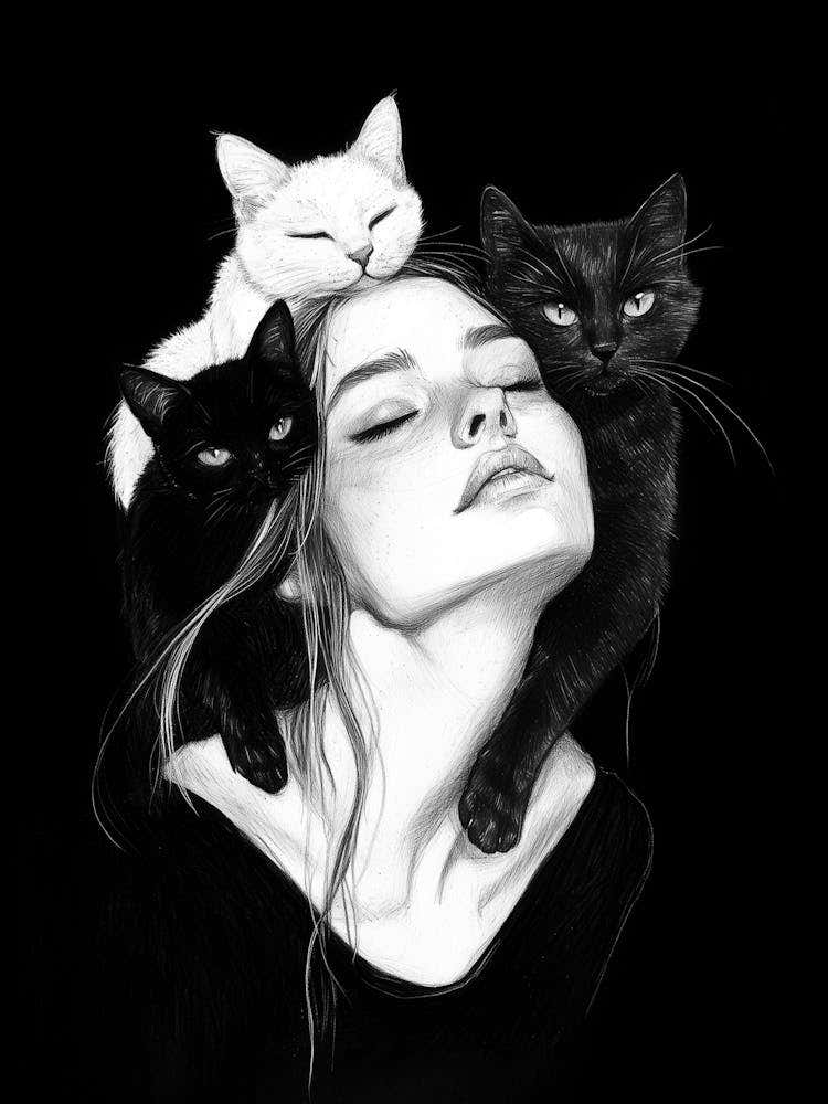 Black And White Cat Portrait