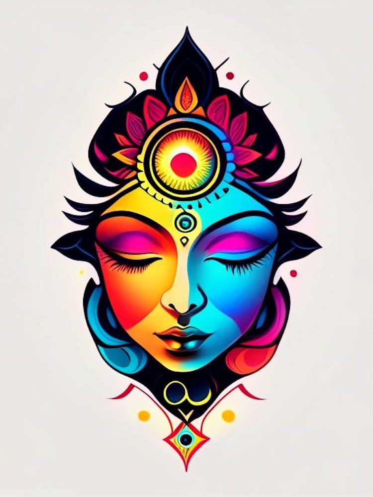 Meditating Figure, Symbol, Third Eye Tattoo 1