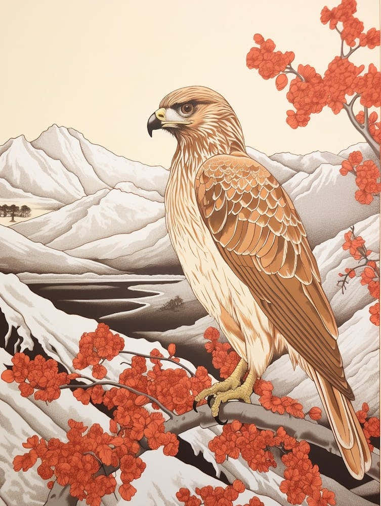 Bird Illustration Red Tailed Hawk 3