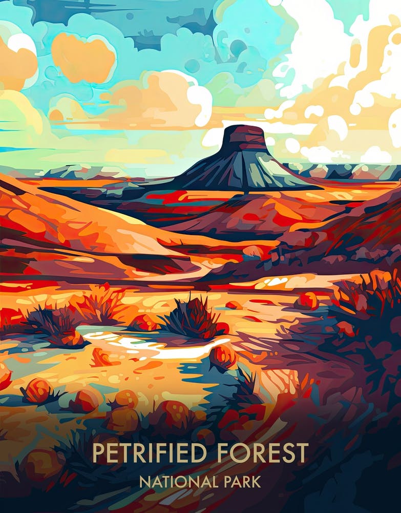 Petrified Forest National Park Travel Poster Illustration Style 2