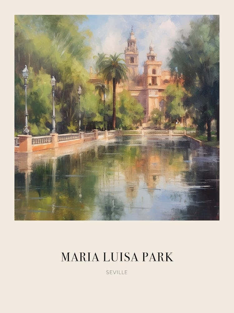 Maria Luisa Park Seville Spain 3 Vintage Cezanne Inspired Poster