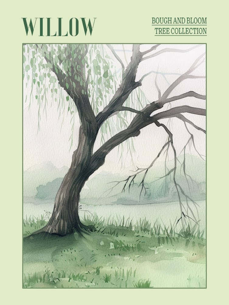 Willow Tree Atmospheric Watercolour Painting 7 Poster