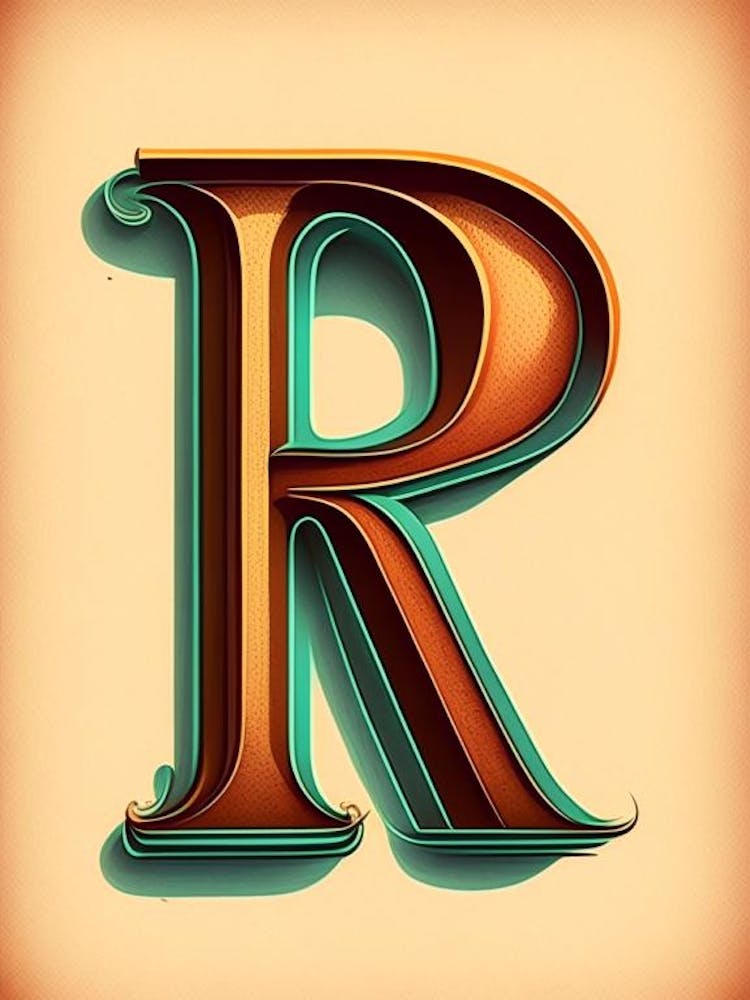 R, Letter, Alphabet Retro Drawing 1