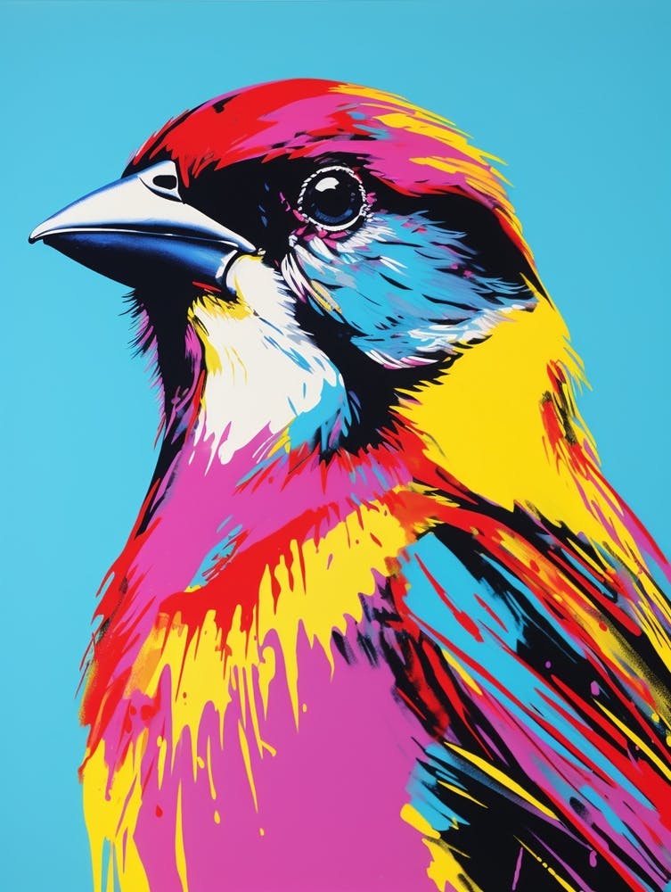 Andy Warhol Style Bird Sparrow 4