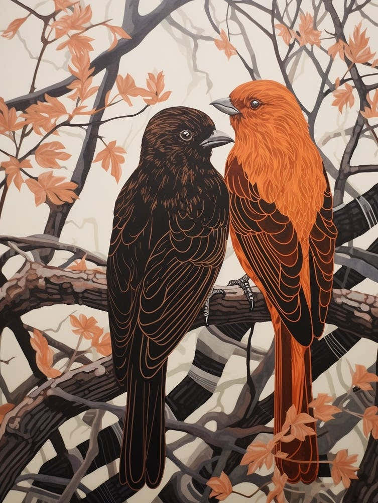 Art Nouveau Birds Poster Harrier 2