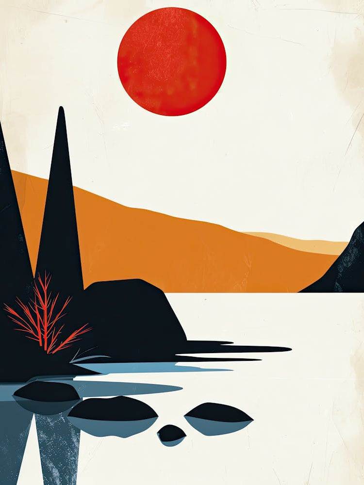 Sunset Over The Lake , Hygge