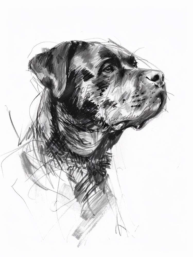Rottweiler Dog Charcoal Line 2