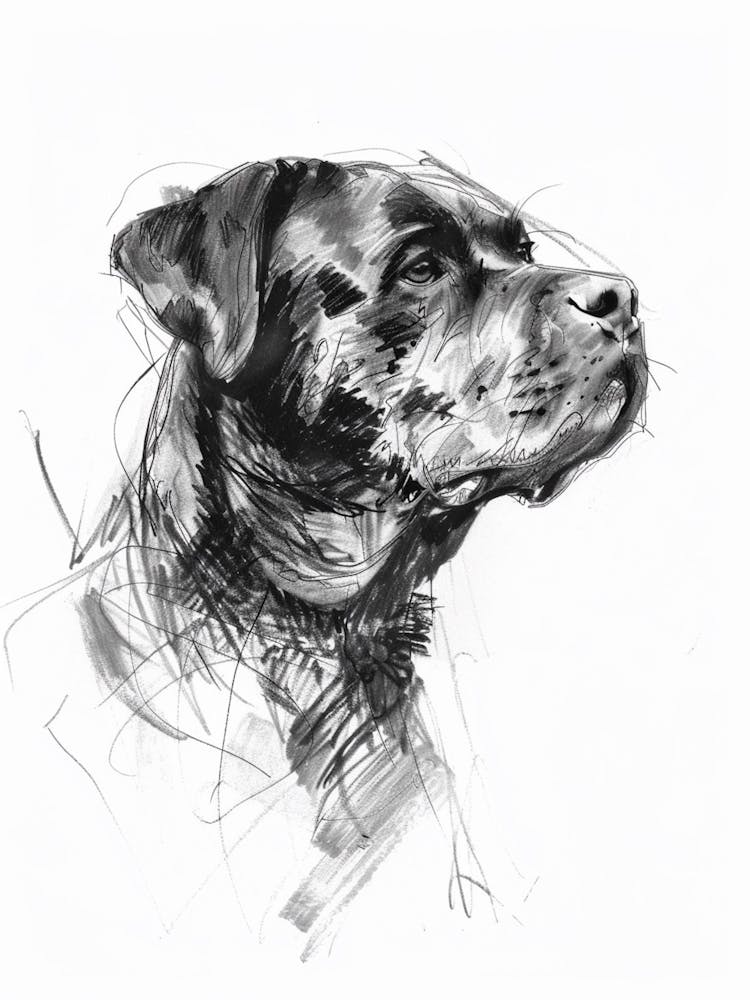 Rottweiler Dog Charcoal Line 2