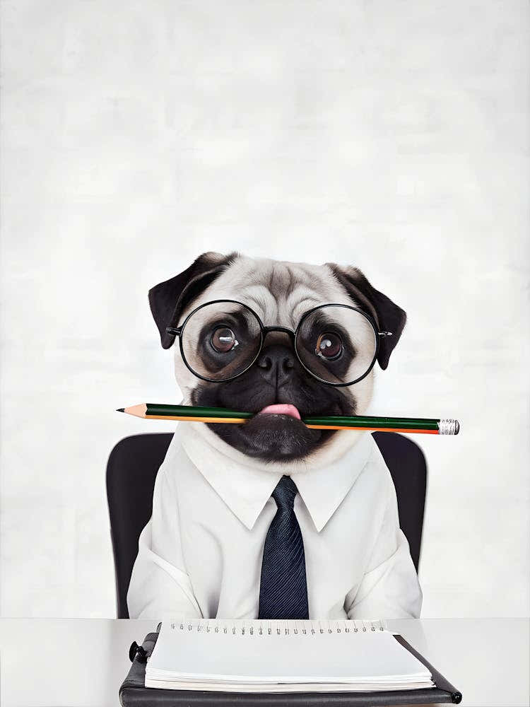 Pug With Pencil