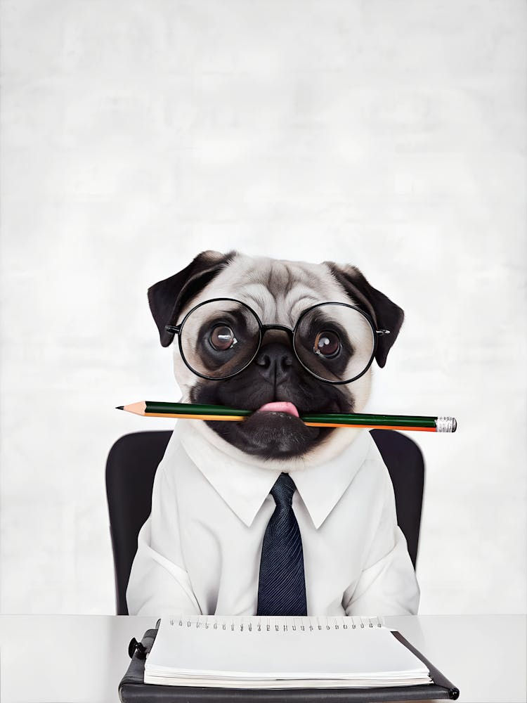 Pug With Pencil