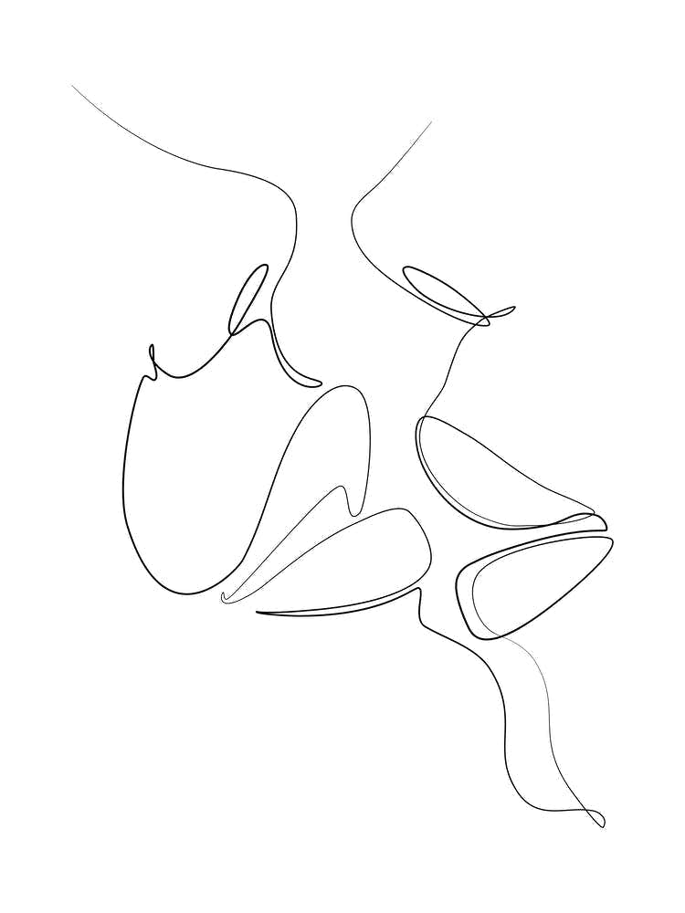 Couple Kiss Single Line Drawing