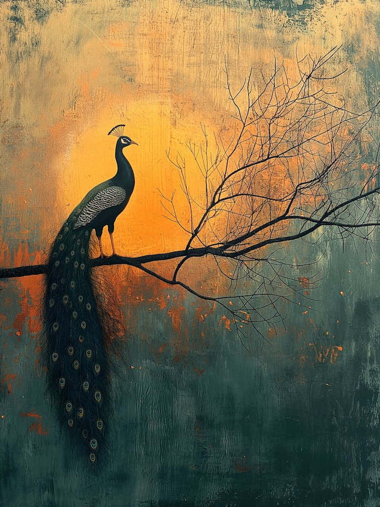 Peacock At Sunset
