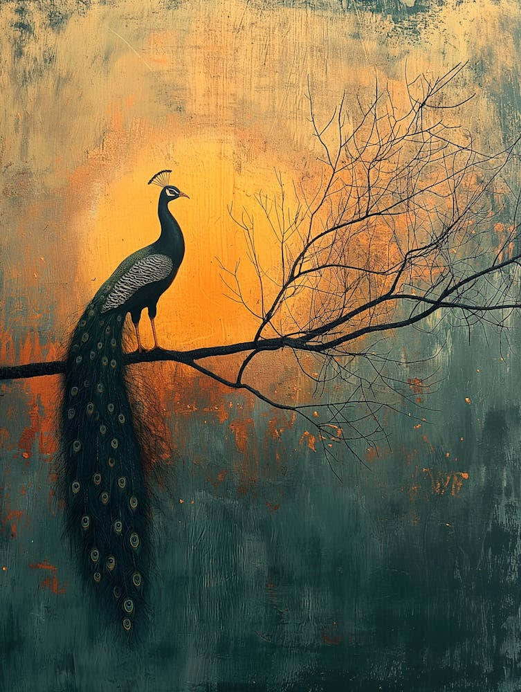 Peacock At Sunset