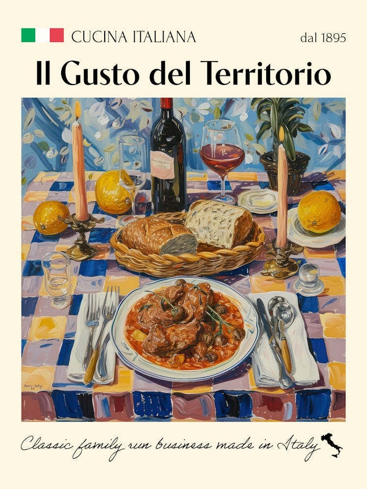 Il Gusto Del Territorio Trattoria Italian Poster Food Kitchen