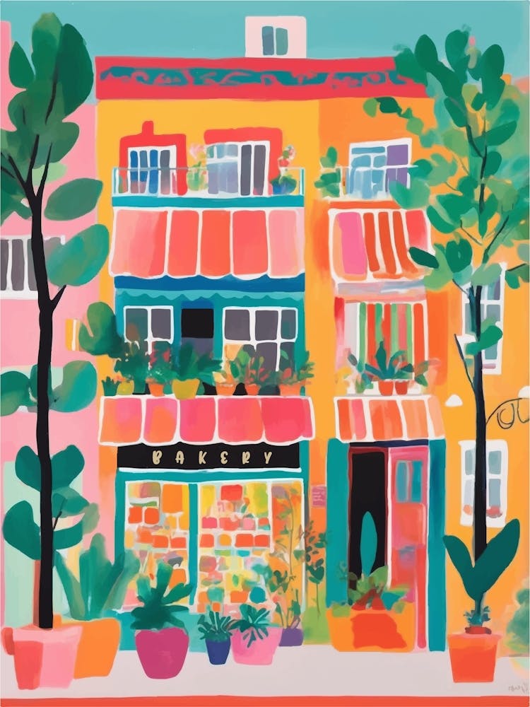 Paris Street, Colorful bakery storefront