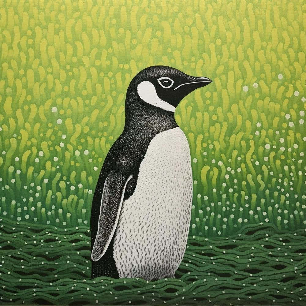 Ohara Koson Inspired Bird Painting Penguin 3 Square