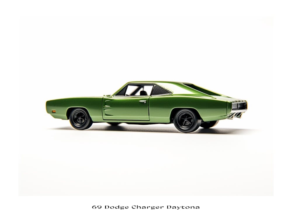 Toy Car 69 Dodge Charger Daytona Green Poster