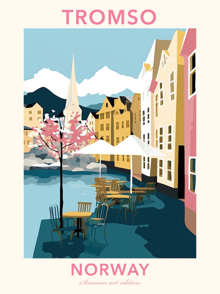 Tromso, Norway, Flat Pastels Tones Illustration 1 Poster