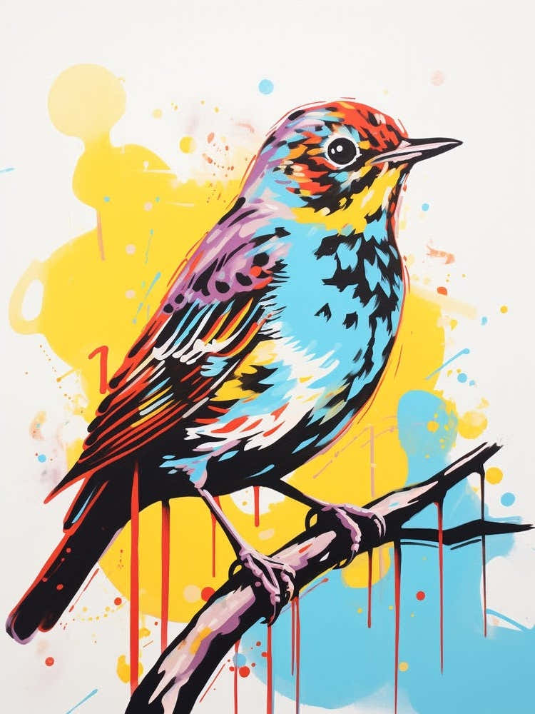 Andy Warhol Style Bird Hermit Thrush 3