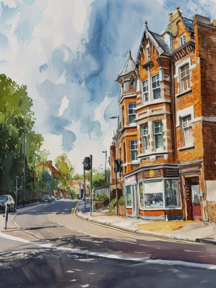 Croydon London Borough   Street Watercolour 4