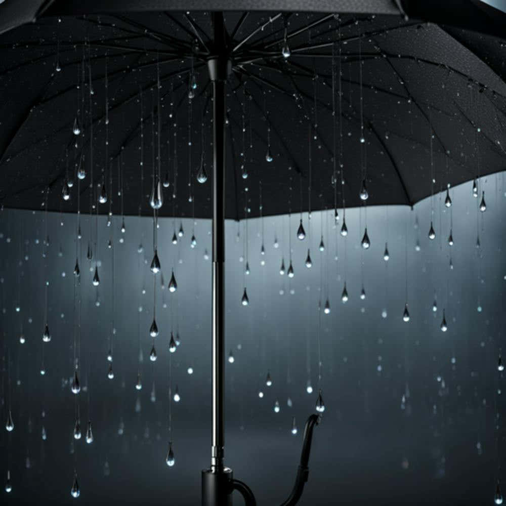 Black Umbrella In The Rain