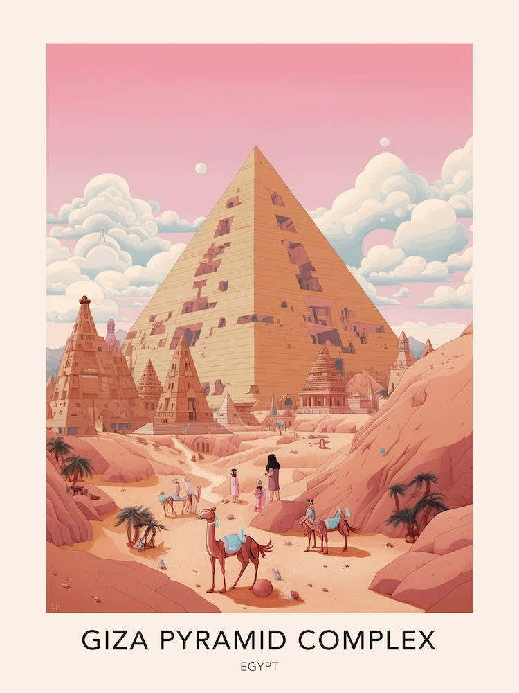The Giza Pyramid Complex Egypt Travel Poster