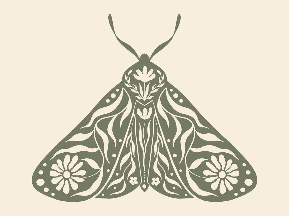 Folk Art Moth 03 - Sage Green