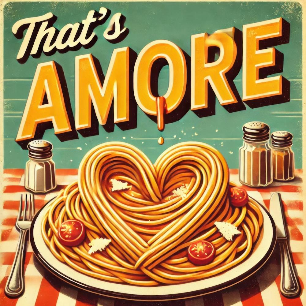 Amore Pasta Heart. Kitschy Kitchen Art Series