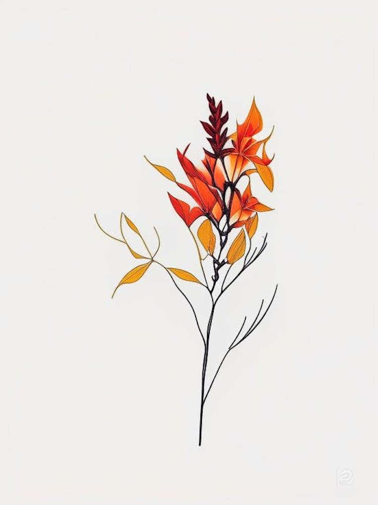 Firethorn Floral Minimal Line Drawing 2 Flower
