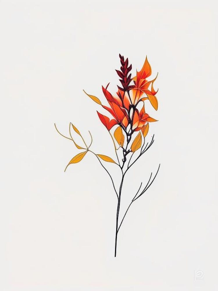Firethorn Floral Minimal Line Drawing 2 Flower