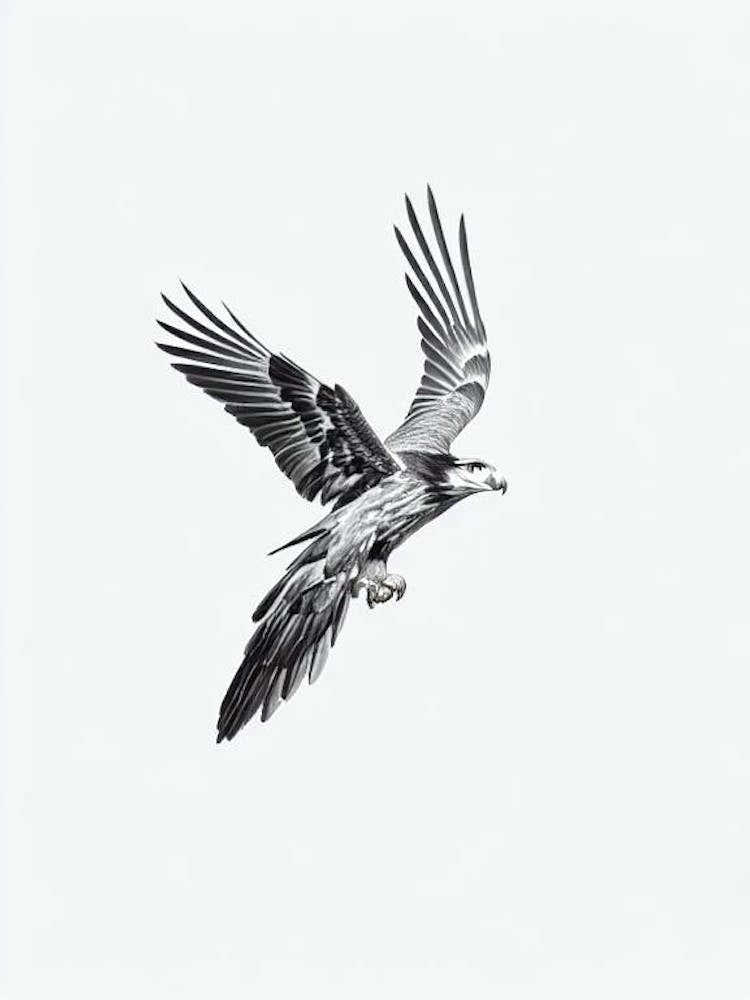 Golden Eagle B&W Pencil Drawing 4 Bird