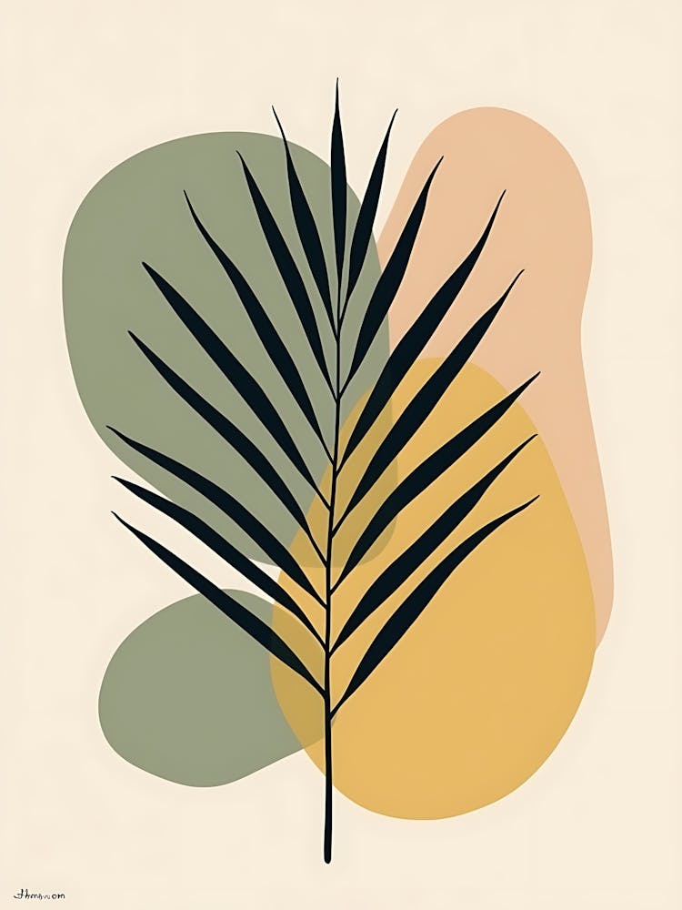 Minimal Plant Silhouettes in Beige and Pink