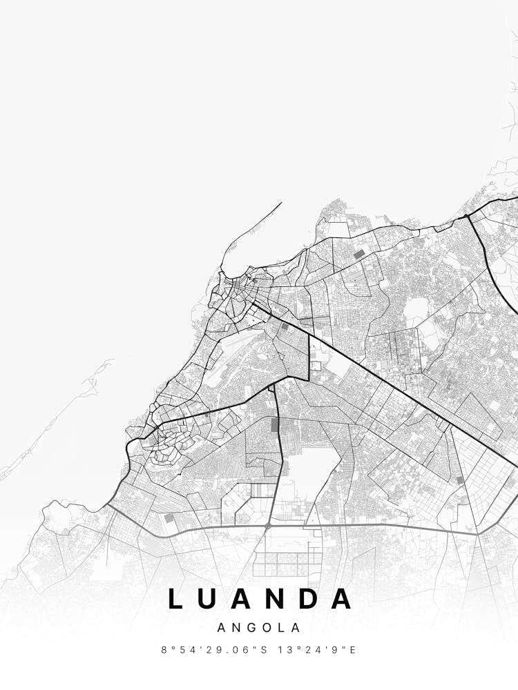 Luanda Angola White Map