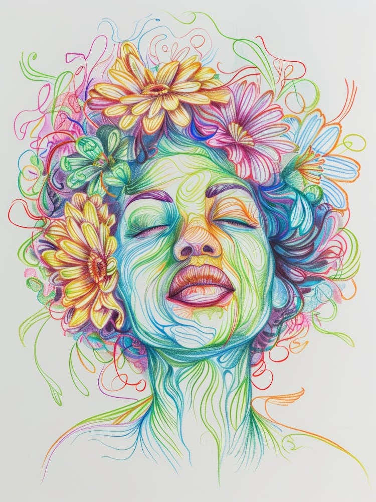 Woman With Flowers In Her Hair 5