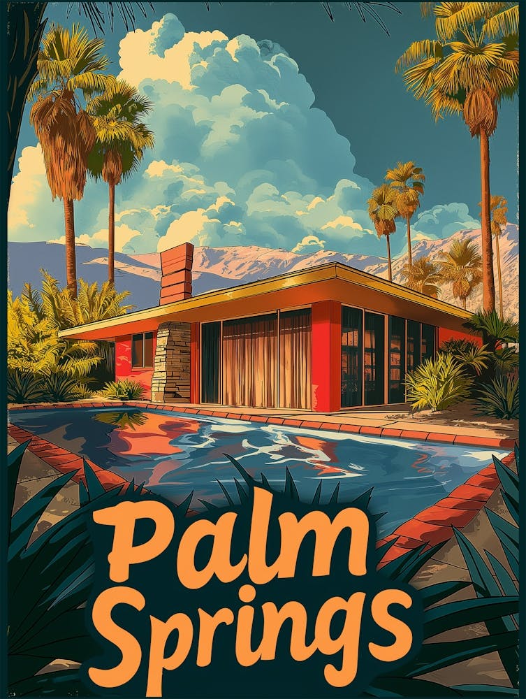 Poolside Paradise: A Retro Palm Springs Poster