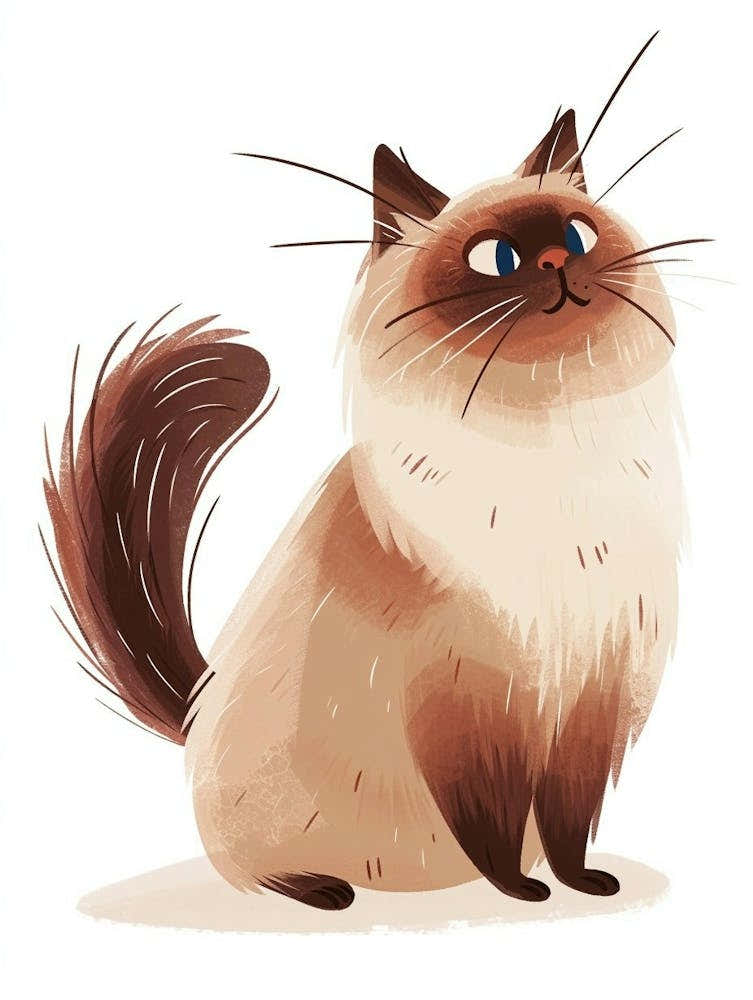 Birman Cat Clipart Illustration 2
